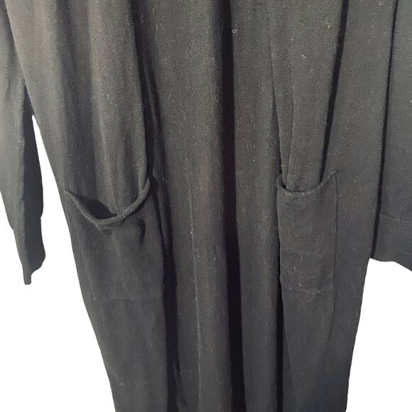 Susina Black Long Sleeve Knit Sweater Long Duster Cardigan Women Sz M - Picture 4 of 8
